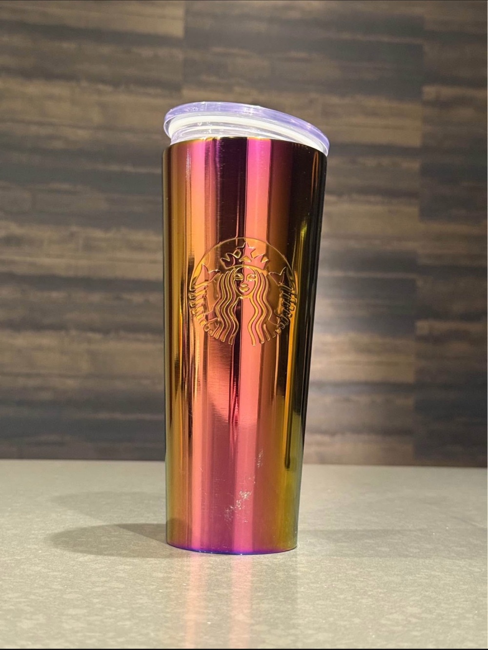 Pink/Gold Metallic Starbucks Tumbler – 24 oz